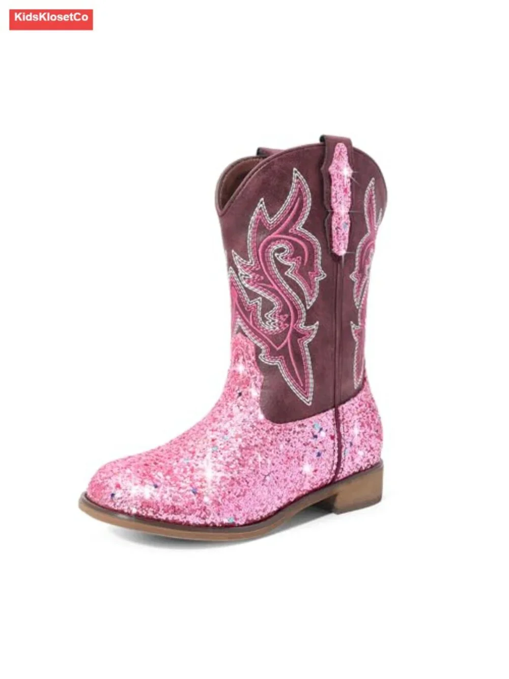 Girls Glitter Cowboy Boots Mid Calf Western Riding Shoes Sparkly Party